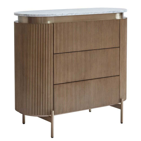 Demarco 98cm 3 Drawer Chest - Antique Gold - Chests of Drawers - Eleganté