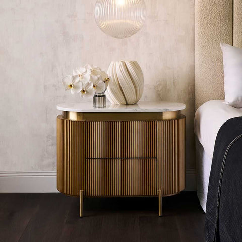 Demarco 76x60cm Bedside Table - Antique Gold