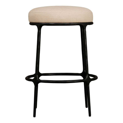 Heston Black Kitchen Stool - Natural Linen - Kitchen and Bar Stools - Eleganté