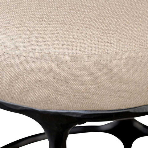 Heston Black Kitchen Stool - Natural Linen - Kitchen and Bar Stools - Eleganté