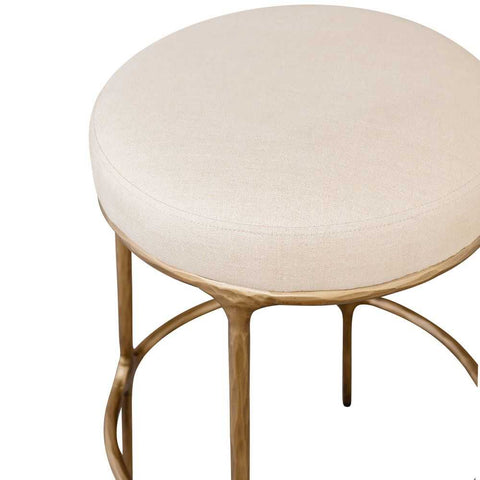 Heston Brass Kitchen Stool - Natural Linen - Kitchen and Bar Stools - Eleganté