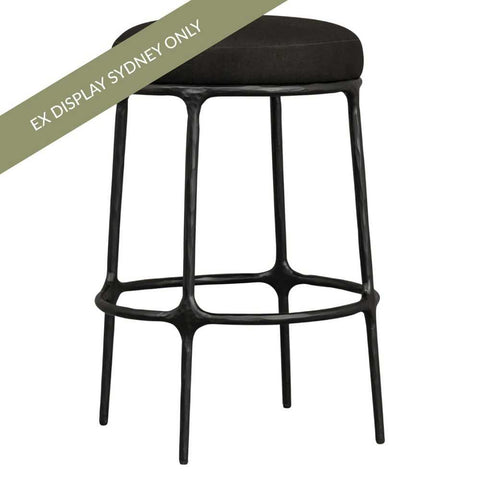 Heston Black Kitchen Stool - Black Linen - OUTLET NSW - Heston Black Kitchen Stool - Black Linen - OUTLET NSW - Eleganté