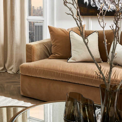 Birkshire 3 Seater Slip Cover Sofa - Ochre Velvet - Birkshire 3 Seater Slip Cover Sofa - Ochre Velvet - Eleganté