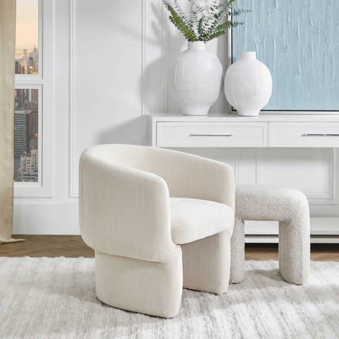 Avenue Arm Chair - Natural Chenille - Occasional Chairs - Eleganté