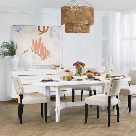 Noah Dining Chair Set of 2 - Natural Linen - Dining Chairs - Eleganté