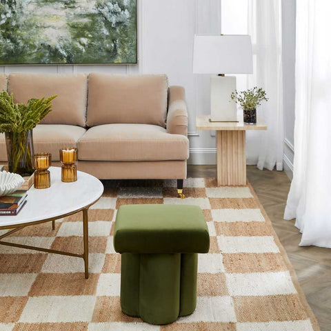 Ace Stool - Olive Velvet - Ottomans and Stools - Eleganté