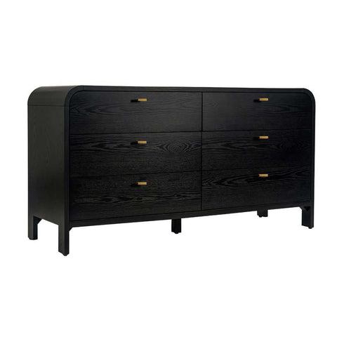 Chisholm 160cm 6 Drawer Chest - Black - Chests of Drawers - Eleganté