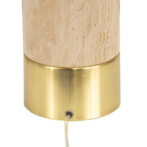Paola Travertine Table Lamp - White Shade - Paola Travertine Table Lamp - White Shade - Eleganté