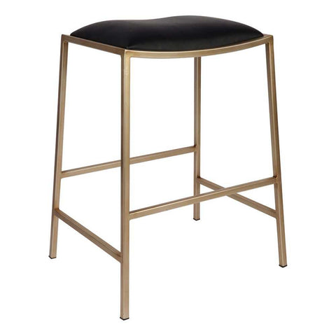 Kai Gold Kitchen Stool - Black Vegan Leather - Kitchen and Bar Stools - Eleganté