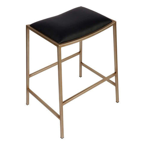 Kai Gold Kitchen Stool - Black Vegan Leather - Kitchen and Bar Stools - Eleganté