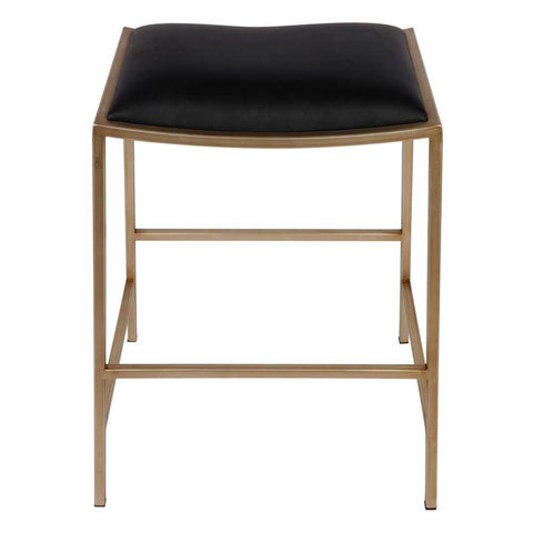 Kai Gold Kitchen Stool - Black Vegan Leather - Kitchen and Bar Stools - Eleganté