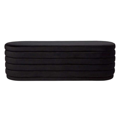 Demi Storage Bench Ottoman - Black Velvet - Ottomans and Stools - Eleganté