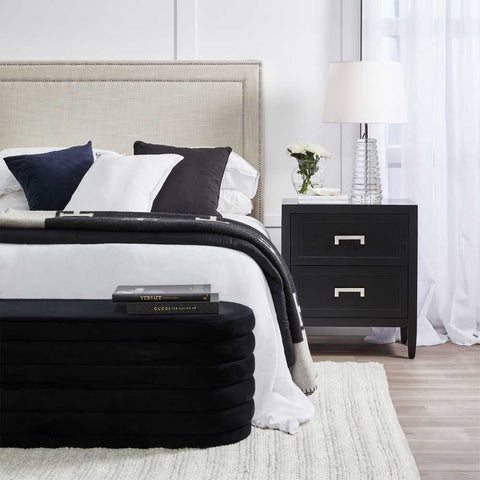 Demi Storage Bench Ottoman - Black Velvet - Ottomans and Stools - Eleganté