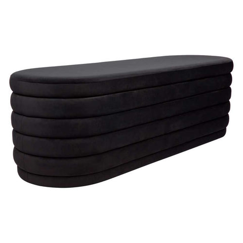 Demi Storage Bench Ottoman - Black Velvet - Ottomans and Stools - Eleganté