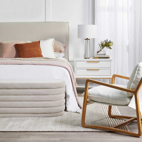 Demi Storage Bench Ottoman - Nude Velvet - Ottomans and Stools - Eleganté