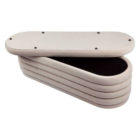 Demi Storage Bench Ottoman - Nude Velvet - Ottomans and Stools - Eleganté