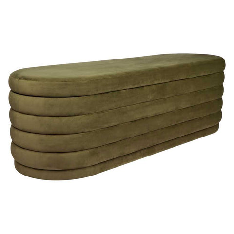 Demi Storage Bench Ottoman - Olive Velvet - Ottomans and Stools - Eleganté