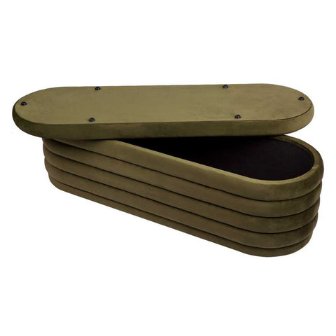 Demi Storage Bench Ottoman - Olive Velvet - Ottomans and Stools - Eleganté