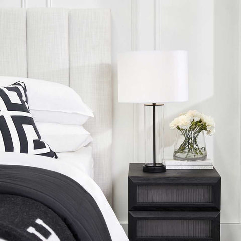 East Side Table Lamp - Black w White Shade - East Side Table Lamp - Black w White Shade - Eleganté