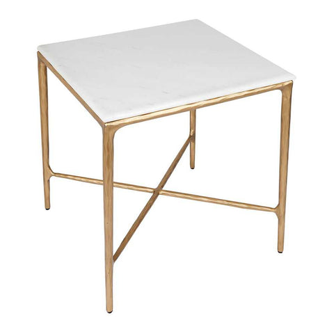 Heston Marble Square Side Table - Brass - Side Tables - Eleganté