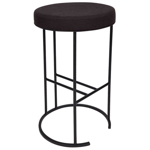 Blackley Black Iron Kitchen Stool - Black Linen - Kitchen and Bar Stools - Eleganté