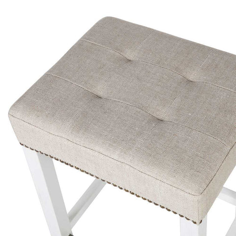 Canyon White Kitchen Stool - Natural Linen - Kitchen and Bar Stools - Eleganté