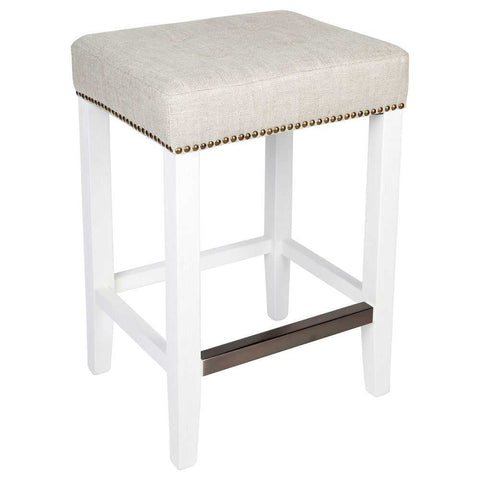 Canyon White Kitchen Stool - Natural Linen - Kitchen and Bar Stools - Eleganté