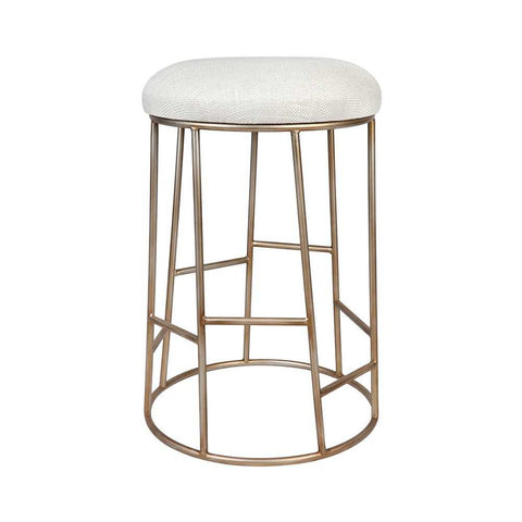 Aiden Gold Steel Kitchen Stool - Natural Linen - Kitchen and Bar Stools - Eleganté