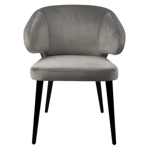 Harlow Black Dining Chair - Grey Velvet - Dining Chairs - Eleganté