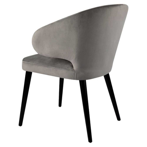 Harlow Black Dining Chair - Grey Velvet - Dining Chairs - Eleganté