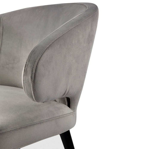 Harlow Black Dining Chair - Grey Velvet - Dining Chairs - Eleganté