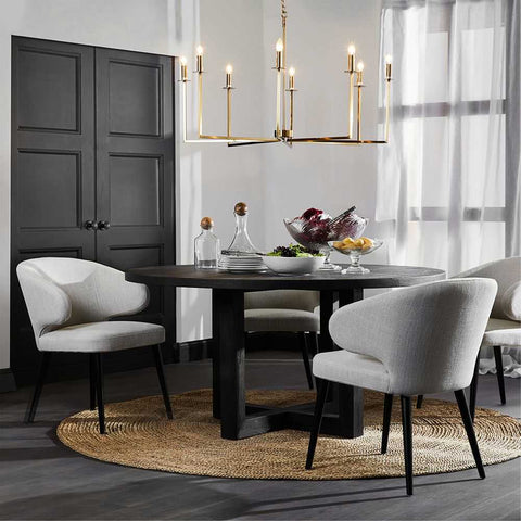 Harlow Black Dining Chair - Natural Linen - Dining Chairs - Eleganté