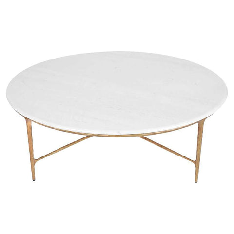 Heston Marble Round Coffee Table - Brass