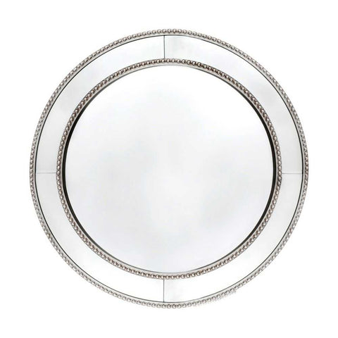 Zeta 60x60cm Round Wall Mirror - Antique Silver