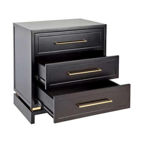 Pearl 60x66cm Bedside Table - Black