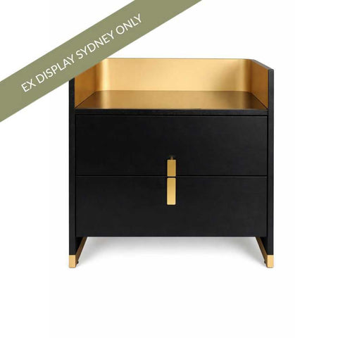 Valerie 55x60cm Bedside Table - Small Black - OUTLET NSW