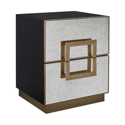 Mira 50x60cm Mirrored Bedside Table - Antique Gold