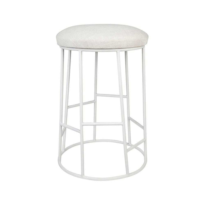  Aiden White Steel Kitchen Stool - Natural Linen -  - Eleganté