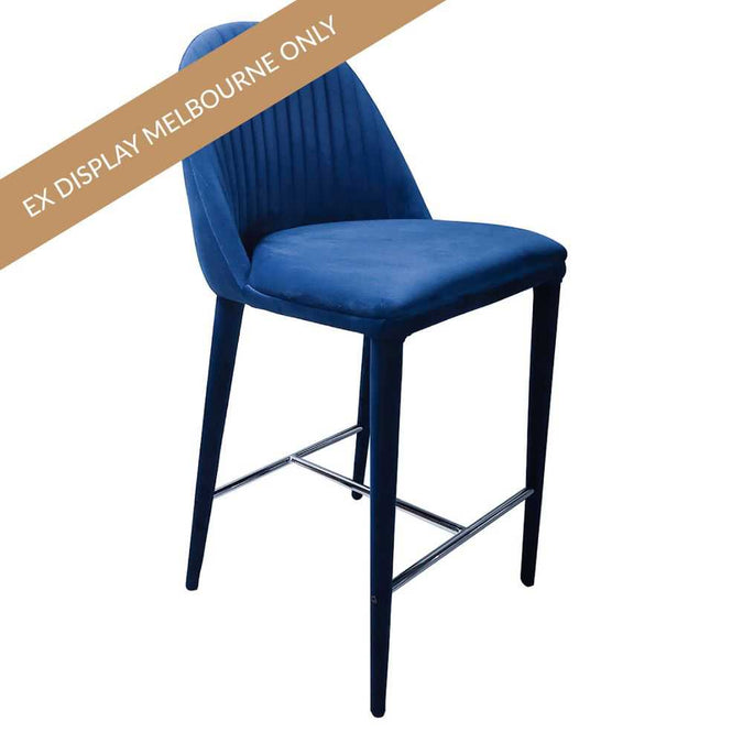  Dante Panelled Kitchen Stool - Navy Velvet - OUTLET VIC -  - Eleganté