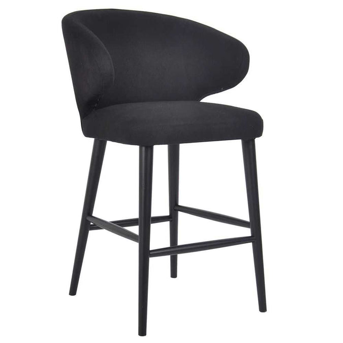  Harlow Black Kitchen Stool - Black Linen -  - Eleganté