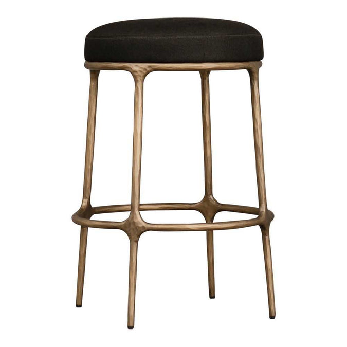  Heston Brass Kitchen Stool - Black Linen -  - Eleganté