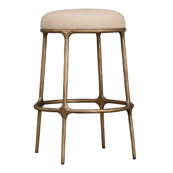  Heston Brass Kitchen Stool - Natural Linen -  - Eleganté