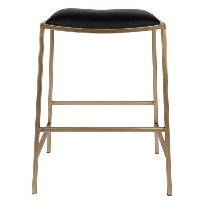  Kai Gold Kitchen Stool - Black Vegan Leather -  - Eleganté