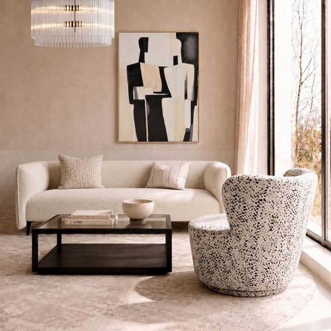 Alberta Swivel Chair - Charcoal Jacquard - Occasional Chairs - Eleganté