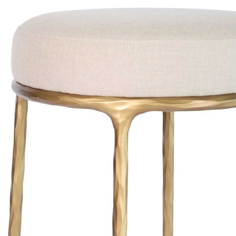Heston Brass Bar Stool - Natural Linen - Kitchen and Bar Stools - Eleganté