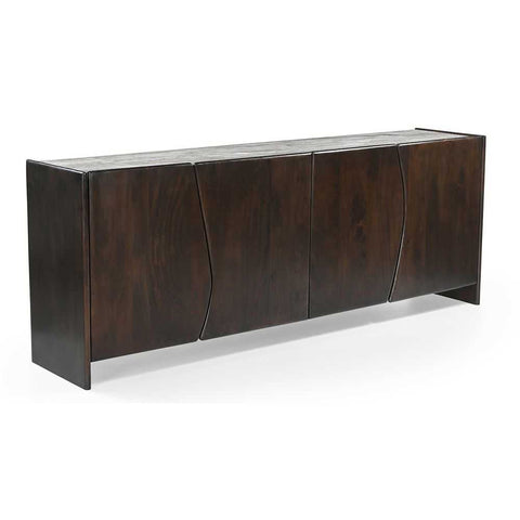 Edwin 210cm River Brown Marble Buffet - Dark Walnut