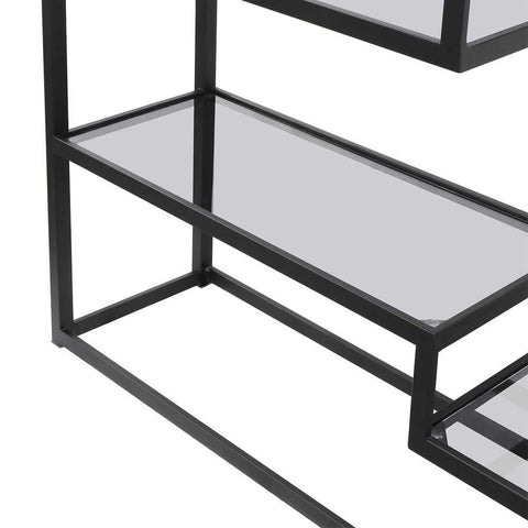 Mistique 130x200cm Glass Shelving Unit - Black - Shelves - Eleganté