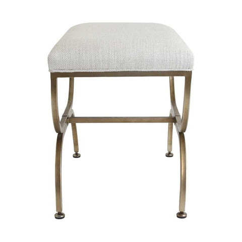 Novak Antique Gold Iron Stool - Natural Linen - Ottomans and Stools - Eleganté