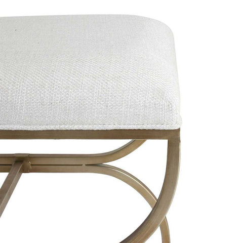 Novak Antique Gold Iron Stool - Natural Linen - Ottomans and Stools - Eleganté