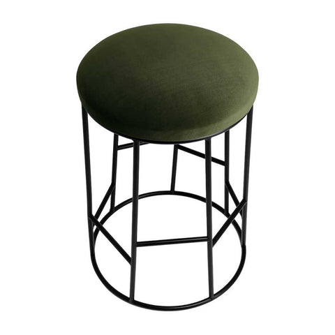 Aiden Black Steel Kitchen Stool - Moss Velvet - Kitchen and Bar Stools - Eleganté